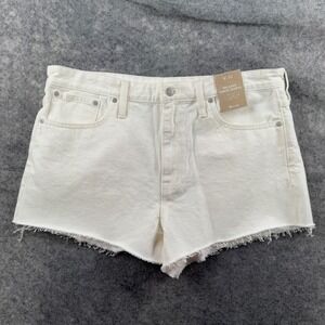 Madewell Shorts Womens Size 32 White Denim Relaxed Jean Raw Hem Cut Off NEW 2